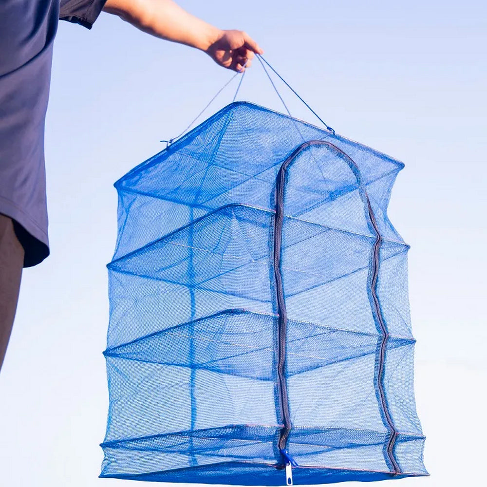 Складна сітка для сушіння риби (35х35х65 см), 3 яруси / Сушарка для грибів, овочів та фруктів