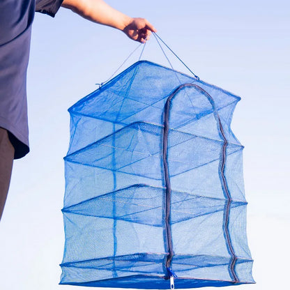 Складна сітка для сушіння риби (35х35х65 см), 3 яруси / Сушарка для грибів, овочів та фруктів