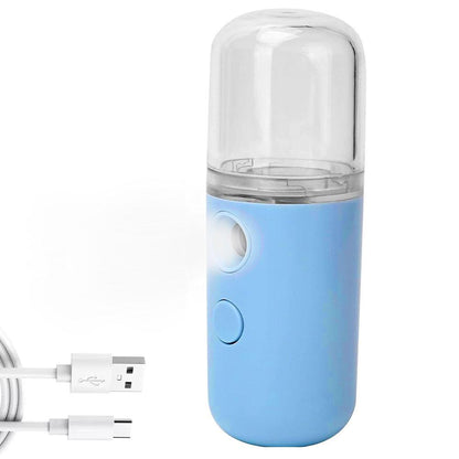 Зволожувач для обличчя 30 мл з підсвічуванням Nano Mist, Блакитний / Портативний нано спрей для шкіри / Ультразвуковий міні