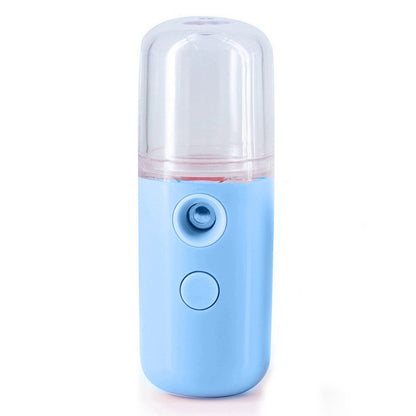 Зволожувач для обличчя 30 мл з підсвічуванням Nano Mist, Блакитний / Портативний нано спрей для шкіри / Ультразвуковий міні
