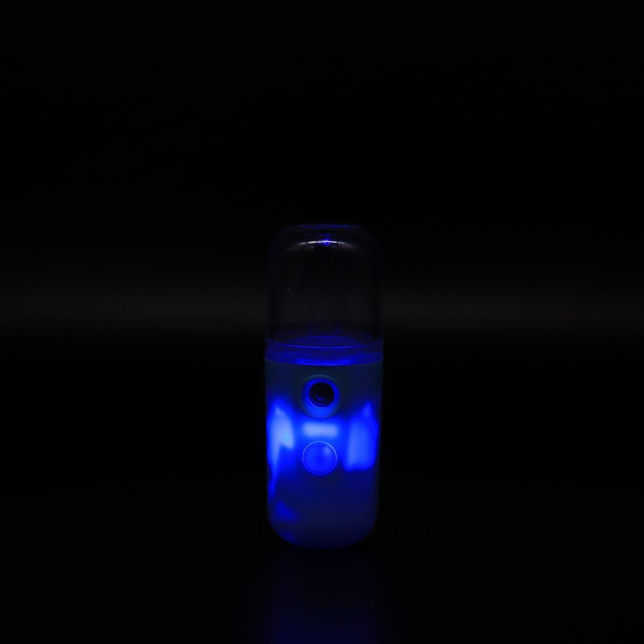 Зволожувач для обличчя 30 мл з підсвічуванням Nano Mist, Блакитний / Портативний нано спрей для шкіри / Ультразвуковий міні