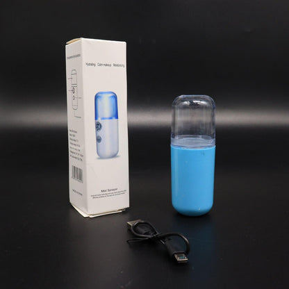 Зволожувач для обличчя 30 мл з підсвічуванням Nano Mist, Блакитний / Портативний нано спрей для шкіри / Ультразвуковий міні