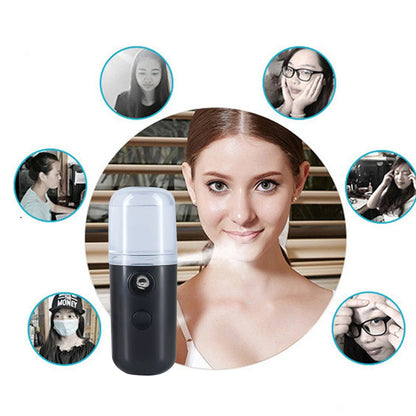 Зволожувач для шкіри обличчя 30 мл ультразвуковий Nano Mist, Чорний / Портативний нано спрей