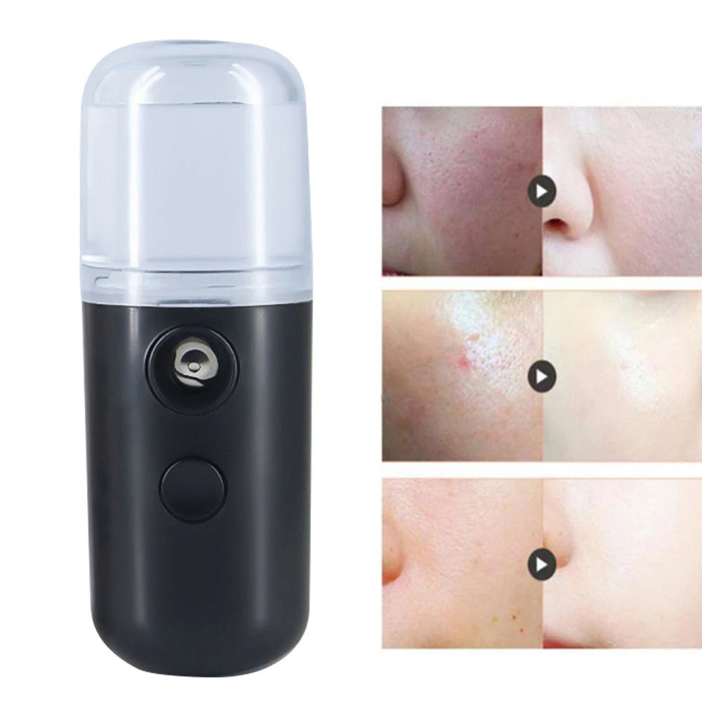 Зволожувач для шкіри обличчя 30 мл ультразвуковий Nano Mist, Чорний / Портативний нано спрей