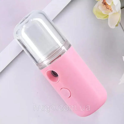 Зволожувач для шкіри обличчя 30 мл ультразвуковий Nano Mist, Рожевий / Портативний нано спрей