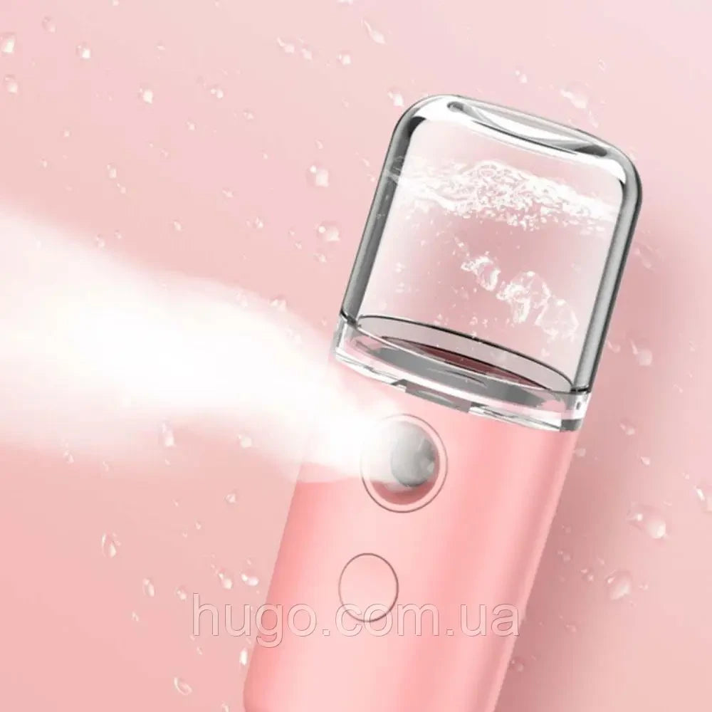 Зволожувач для шкіри обличчя 30 мл ультразвуковий Nano Mist, Рожевий / Портативний нано спрей