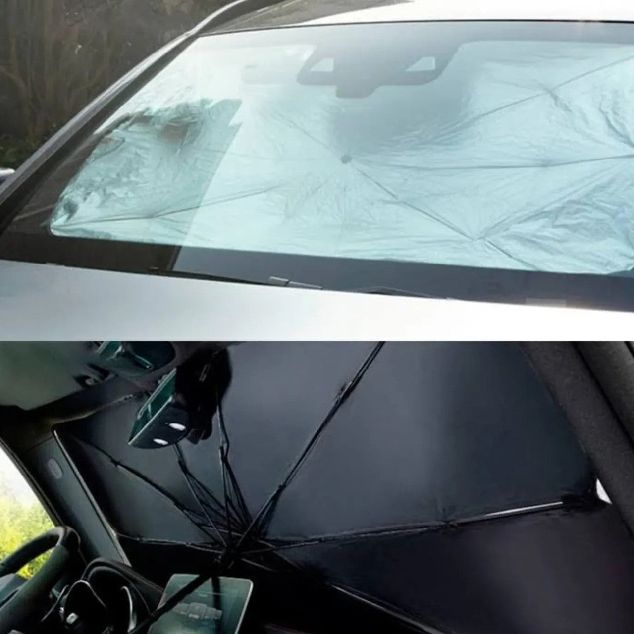 Сонцезахисна парасолька для лобового скла (120х70см) + чохол / Автомобільна парасолька на лобове скло