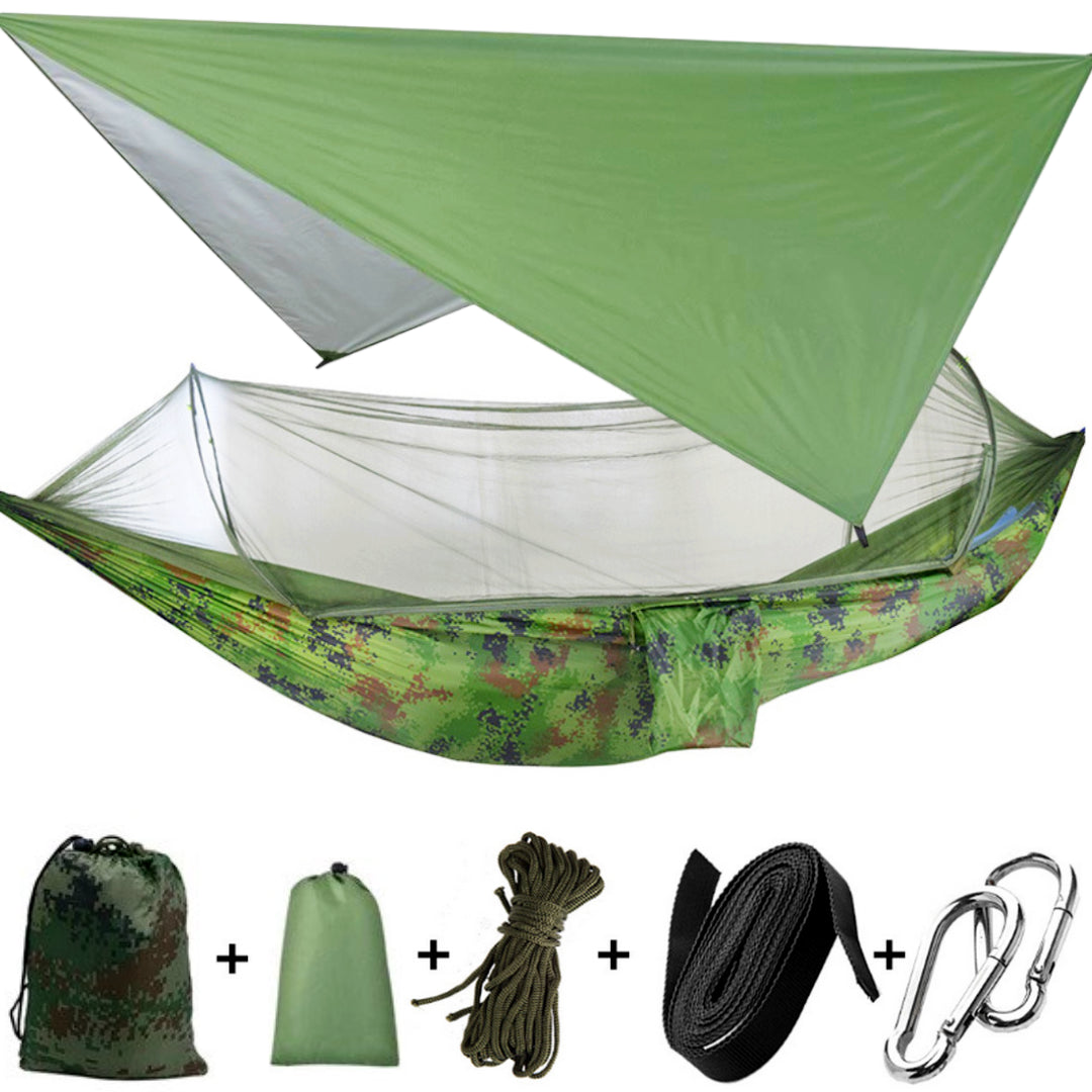 Гамак підвісний з москітною сіткою та тентом, до 200 кг (240×150см), Піксель / Туристичний гамак-намет