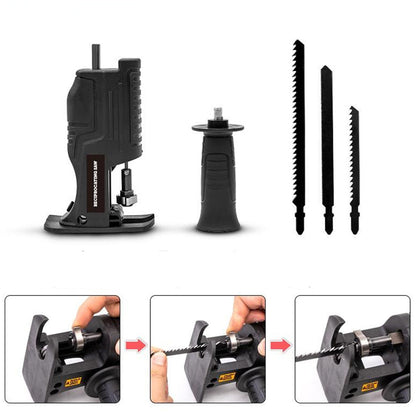 Насадка на дриль лобзик зі швидкознімним механізмом та 3 полотнами / Сабельна пилка з полотнами