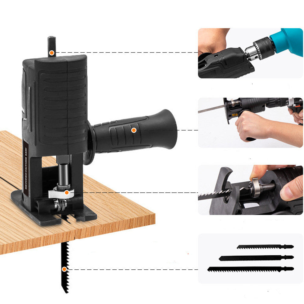 Насадка на дриль лобзик зі швидкознімним механізмом та 3 полотнами / Сабельна пилка з полотнами