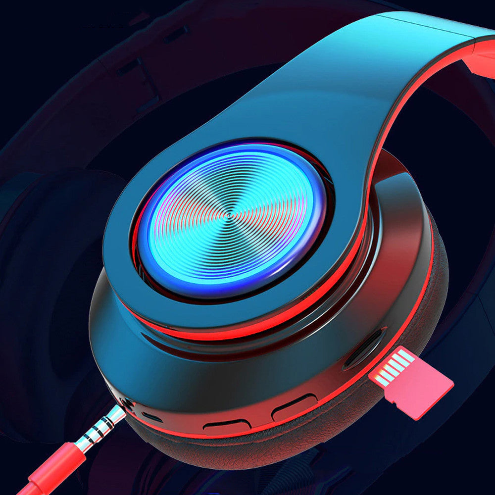 Бездротові навушники B39, з мікрофоном, Чорний з червоним / Bluetooth навушники з LED підсвічуванням, SD, AUX