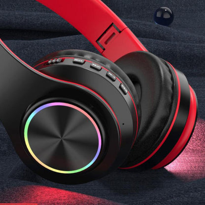 Бездротові навушники B39, з мікрофоном, Чорний з червоним / Bluetooth навушники з LED підсвічуванням, SD, AUX