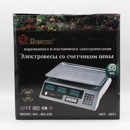 Ваги торговельні електронні до 50кг MS 228 / Акумуляторні ваги для торгівлі / Настільні ваги