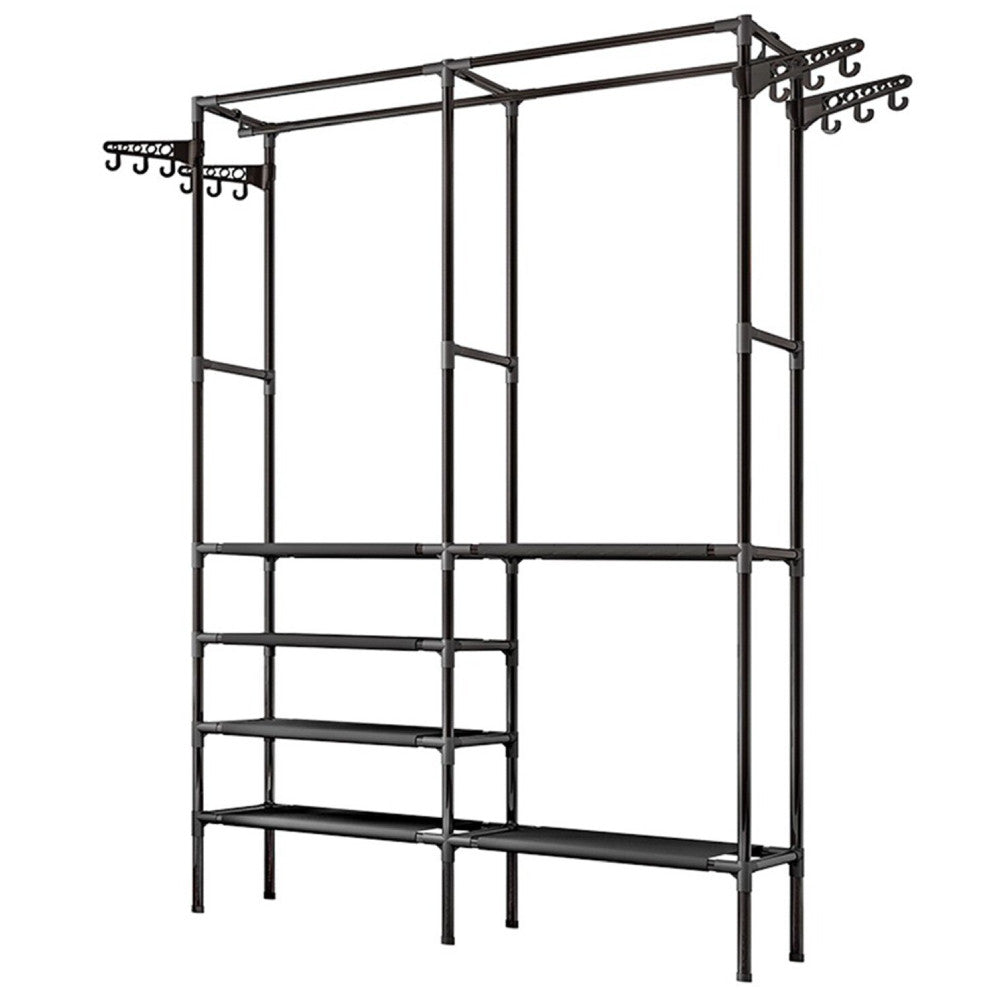 Вішалка стійка для одягу (157х105х80 см) Simple Coat Rack Double Row / Телескопічна вішалка з полицями