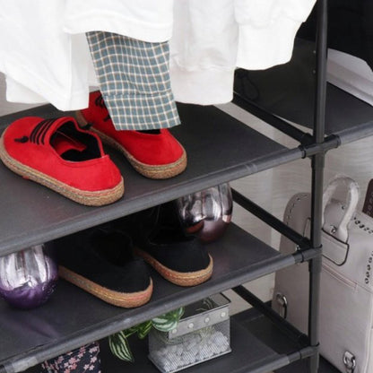 Вішалка стійка для одягу (157х105х80 см) Simple Coat Rack Double Row / Телескопічна вішалка з полицями