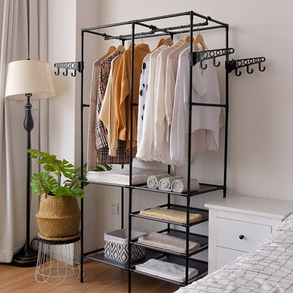 Вішалка стійка для одягу (157х105х80 см) Simple Coat Rack Double Row / Телескопічна вішалка з полицями