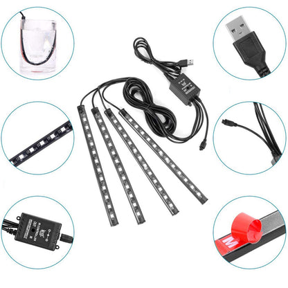Універсальне RGB led підсвічування зі світломузикою, HR-01678 / Підсвічування в машину / Автомобільна лед стрічка