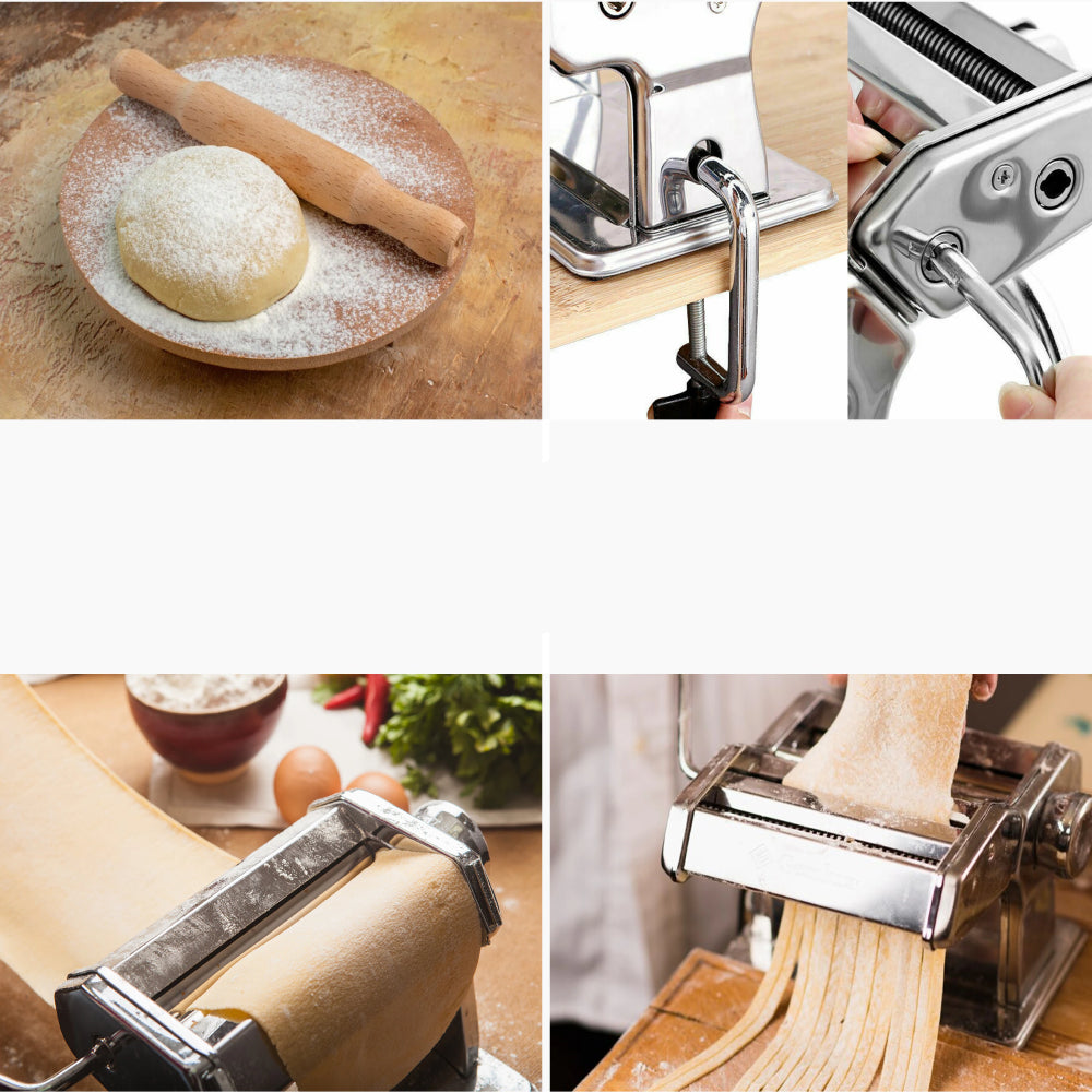 Лапшерізка ручна для розкочування тіста, з насадками / Машинка для нарізки локшини / Тестораскатка механічна