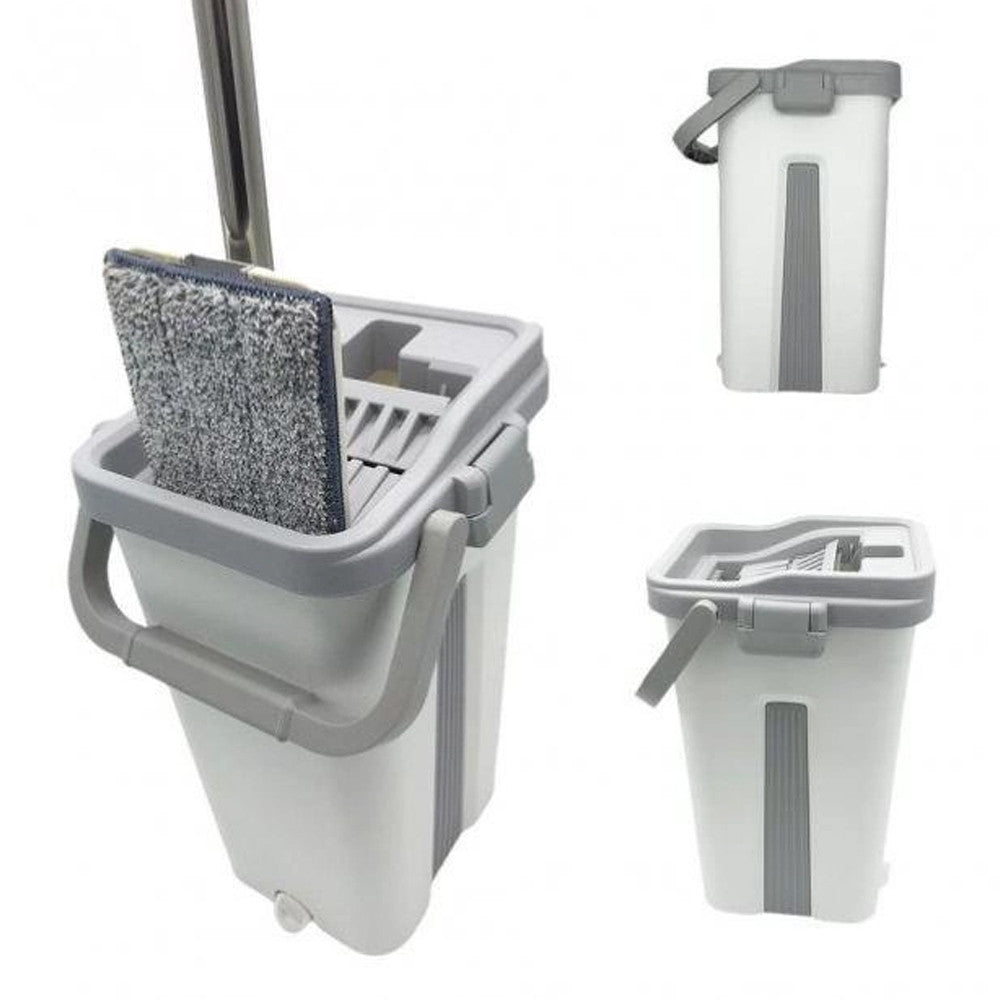 Швабра з відром 11л з автоматичним віджимом + 2 насадки, Cleaning Mop, Сіра / Швабра ледарка для прибирання будинку