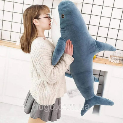 М'яка іграшка Акула, 100 см, Синя / Іграшка плюшева обіймашка / Дитяча іграшка подушка