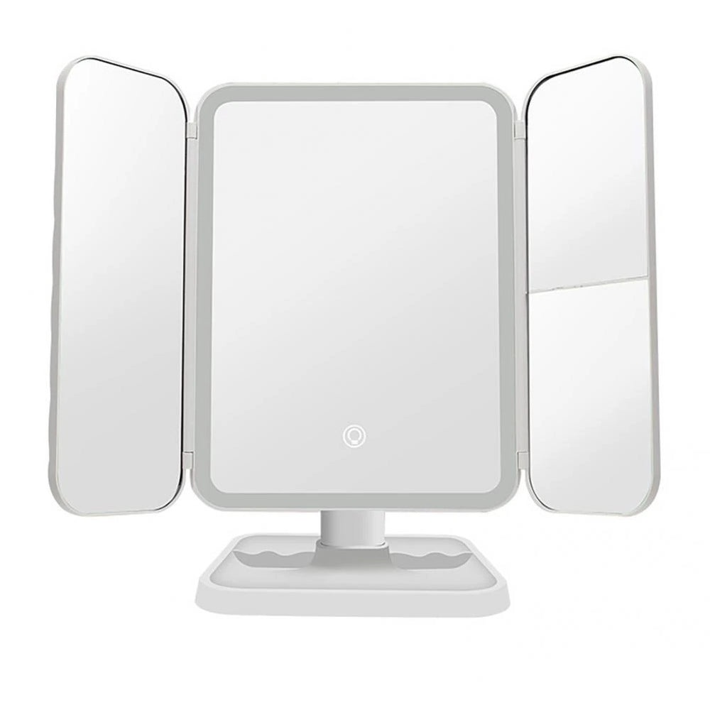 Косметичне дзеркало з LED підсвічуванням та USB, XW 810, Біле / Потрійне дзеркало сенсорне для макіяжу