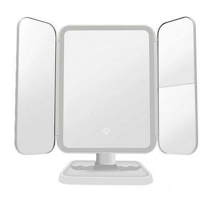 Косметичне дзеркало з LED підсвічуванням та USB, XW 810, Біле / Потрійне дзеркало сенсорне для макіяжу