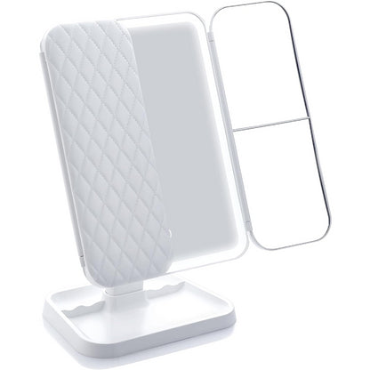 Косметичне дзеркало з LED підсвічуванням та USB, XW 810, Біле / Потрійне дзеркало сенсорне для макіяжу