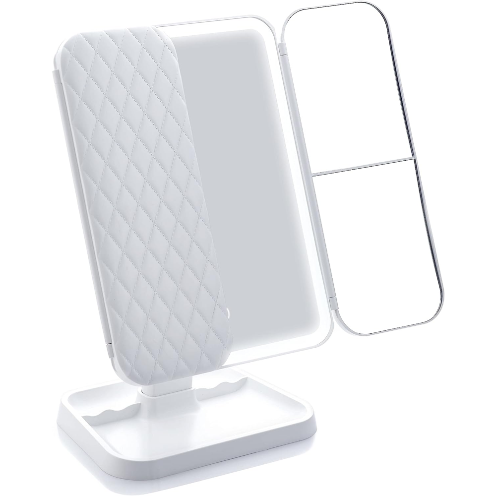 Косметичне дзеркало з LED підсвічуванням та USB, XW 810, Біле / Потрійне дзеркало сенсорне для макіяжу