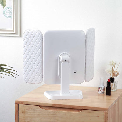 Косметичне дзеркало з LED підсвічуванням та USB, XW 810, Біле / Потрійне дзеркало сенсорне для макіяжу