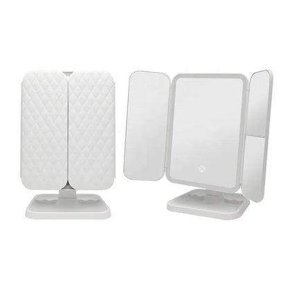 Косметичне дзеркало з LED підсвічуванням та USB, XW 810, Біле / Потрійне дзеркало сенсорне для макіяжу