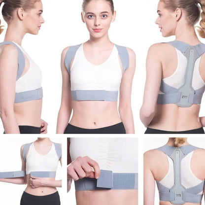 Коректор постави HSM-50301, Сірий / Бандаж для корекції постави / Корсет для спини на липучках