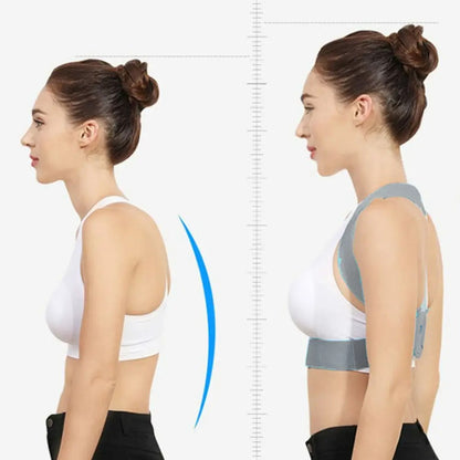 Коректор постави HSM-50301, Сірий / Бандаж для корекції постави / Корсет для спини на липучках