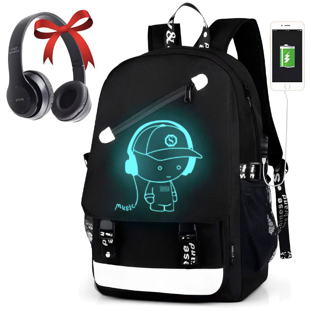 Шкільний рюкзак підлітковий з USB (46х30х15 см) / Великий молодіжний рюкзак світловідбивний