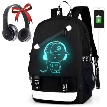 Шкільний рюкзак підлітковий з USB (46х30х15 см) / Великий молодіжний рюкзак світловідбивний