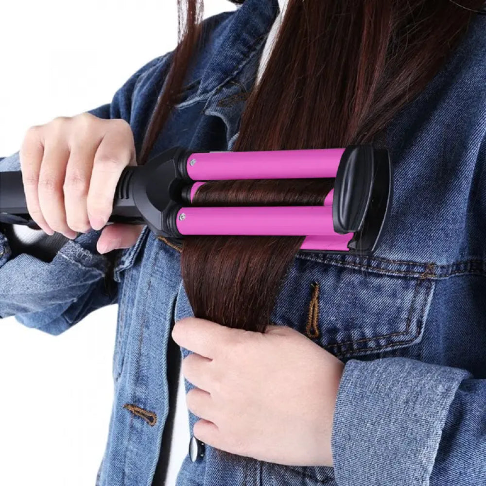 Плойка потрійна для волосся Kemei KM-2022 / Щипці для локонів з керамічним покриттям / Утюжок для укладання