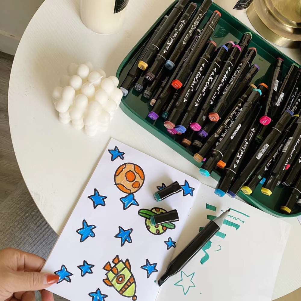 Набір маркерів для скетчингу 262 шт, в чохлі / Двосторонні скетч маркери / Маркери для малювання