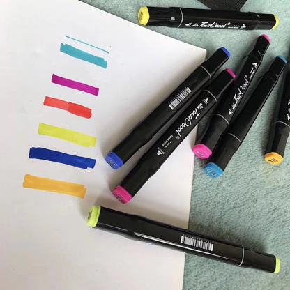 Набір маркерів для скетчингу 262 шт, в чохлі / Двосторонні скетч маркери / Маркери для малювання