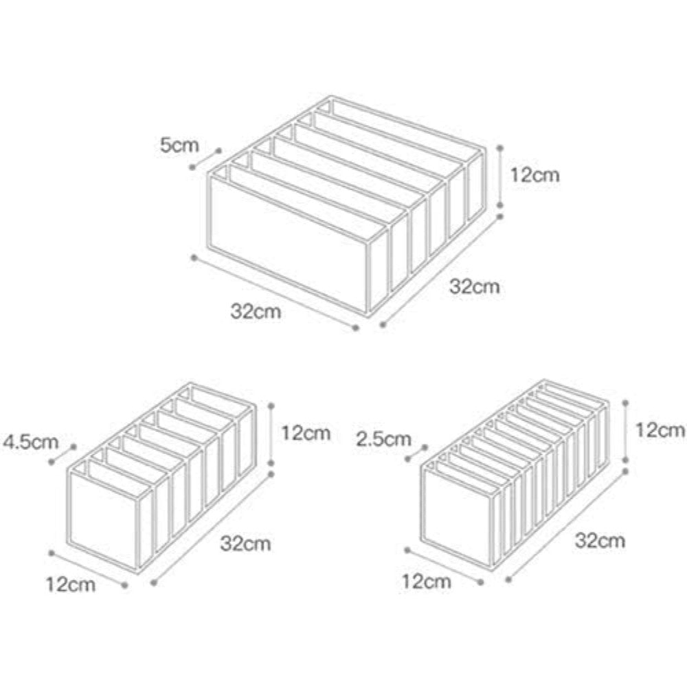 Комплект органайзерів для нижньої білизни 3шт / Нейлоновий органайзер для зберігання білизни та шкарпеток