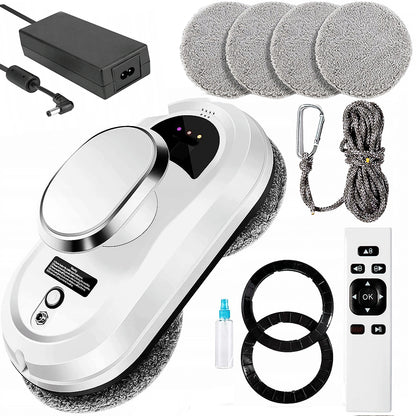 Розумний робот мийник вікон 4 насадки, Пульт, від мережі/акумулятора / Робот пилосос для вікон / Робот для миття вікон