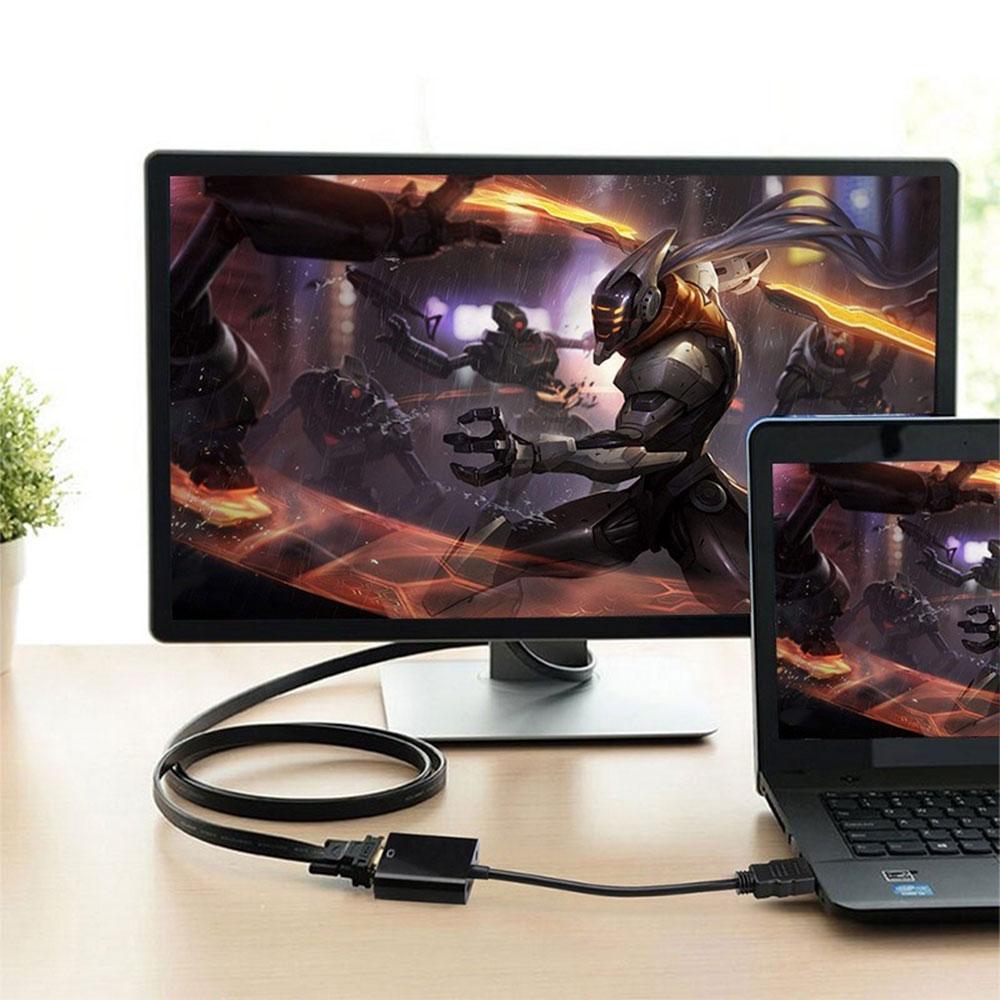 Конвертер HDMI на VGA + аудіовиход, Чорний / Адаптер перехідник для монітора / Відеокабель