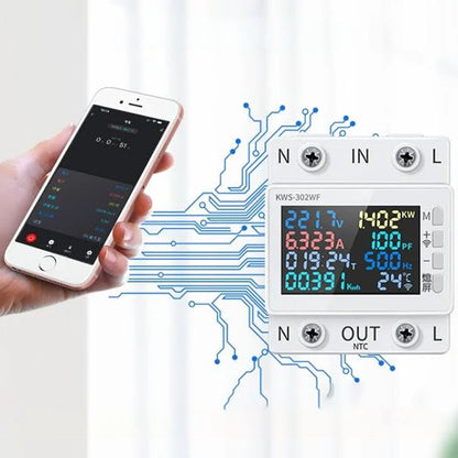 Розумний лічильник електроенергії з WIFI, 63A, 8 показників, KWS-302WF / Цифровий електролічильник / Вайфай лічильник