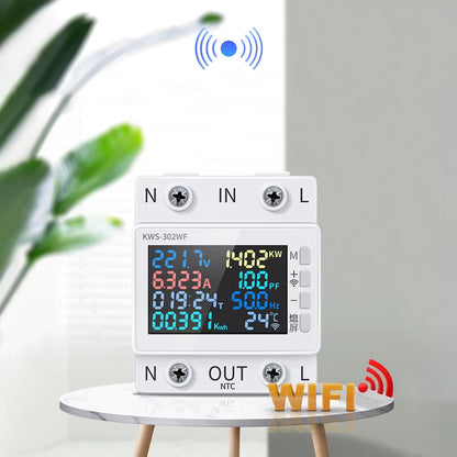 Розумний лічильник електроенергії з WIFI, 63A, 8 показників, KWS-302WF / Цифровий електролічильник / Вайфай лічильник