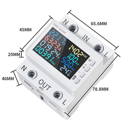 Розумний лічильник електроенергії з WIFI, 63A, 8 показників, KWS-302WF / Цифровий електролічильник / Вайфай лічильник