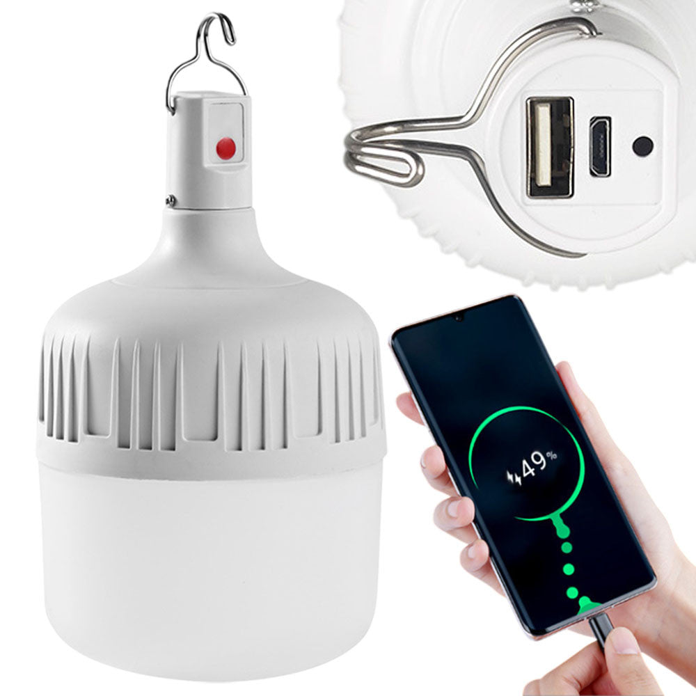 Акумуляторна лампа для кемпінгу 80Вт, з гачком + USB / Лампа на акумуляторі / Кемпінгова Лед лампа