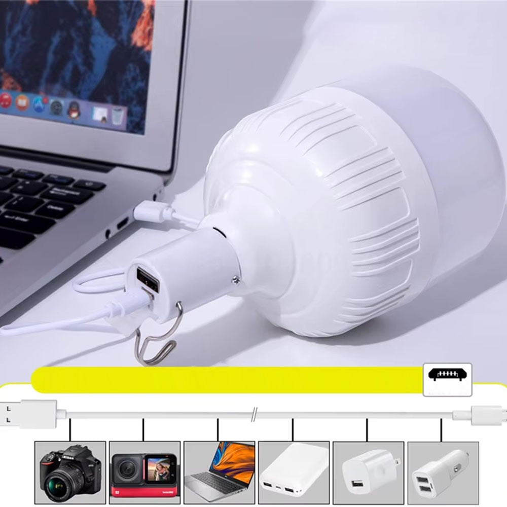 Акумуляторна лампа для кемпінгу 80Вт, з гачком + USB / Лампа на акумуляторі / Кемпінгова Лед лампа