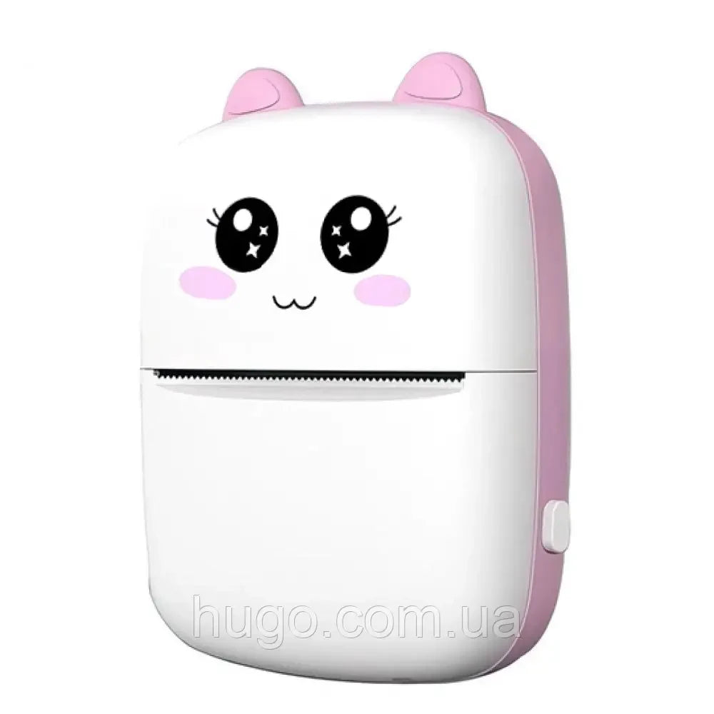 Портативний міні принтер з Bluetooth + рулон термопаперу, Рожевий / Дитячий термопринтер / Фотопринтер