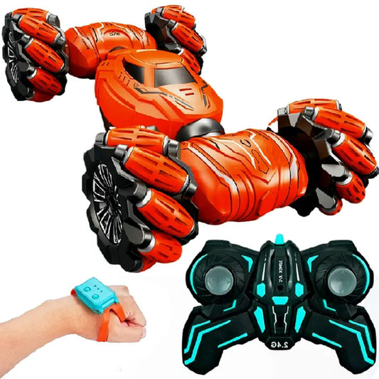 Машинка перевертень на радіокеруванні від USB 986-14, Помаранчевий / Дитяча трюкова машинка на пульті управління