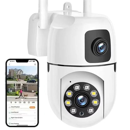 Вулична WiFi камера відеоспостереження 8Мп, Dual Lens E10 / Зовнішня камера спостереження / Поворотна вайфай камера