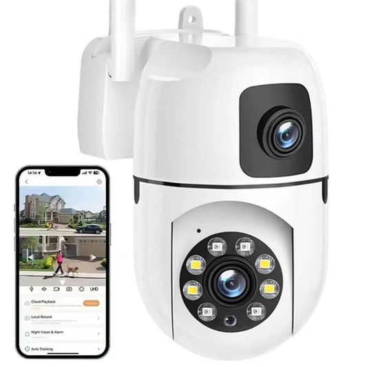 Вулична WiFi камера відеоспостереження 8Мп, Dual Lens E10 / Зовнішня камера спостереження / Поворотна вайфай камера