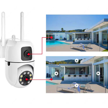 Вулична WiFi камера відеоспостереження 8Мп, Dual Lens E10 / Зовнішня камера спостереження / Поворотна вайфай камера
